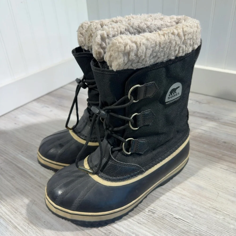 Sorel Kids Yoot Pac Nylon Waterproof Snow Boots Black NY1879-010 Size 6